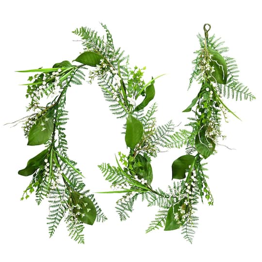 6ft. White Flowers Greenery Garland